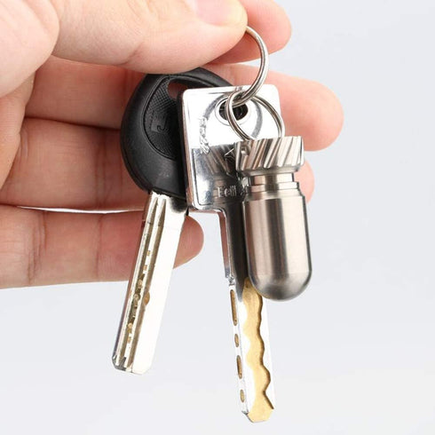 Small Titanium Pill Case with Keychain, Waterproof Pill Holder Container, Portable Mini Size Pill Box Case for Outdoor Travel Camping......