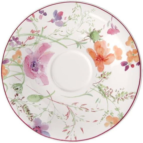 Villeroy & Boch Mariefleur Basic Coffee, Beautiful Premium Porcelain Saucer with Playful Flower Decoration, Dishwasher Safe, 16 cm...