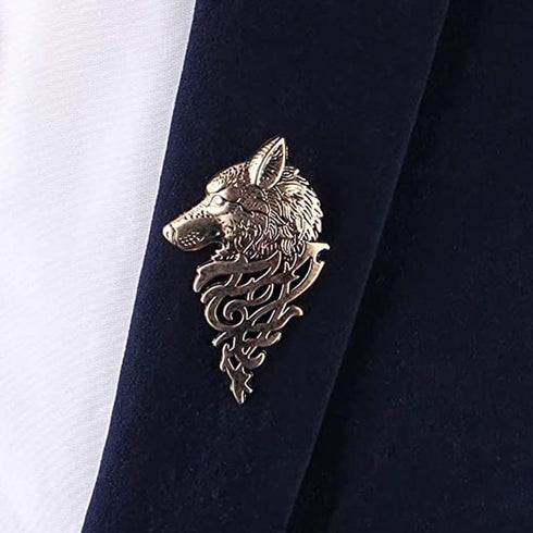 Wixine 5Pcs Vintage Gold Silver Brooches for Women Men Lapel Pin Wolf Collar Jewelry Fashion Brooch Pins...