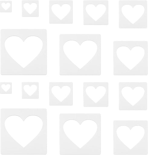 16pcs Large Heart Stencils, Different Sizes Heart Template for Painting Plastic Reusable Heart Shaped Stencil Template for Fabric Walls Arts Paper...