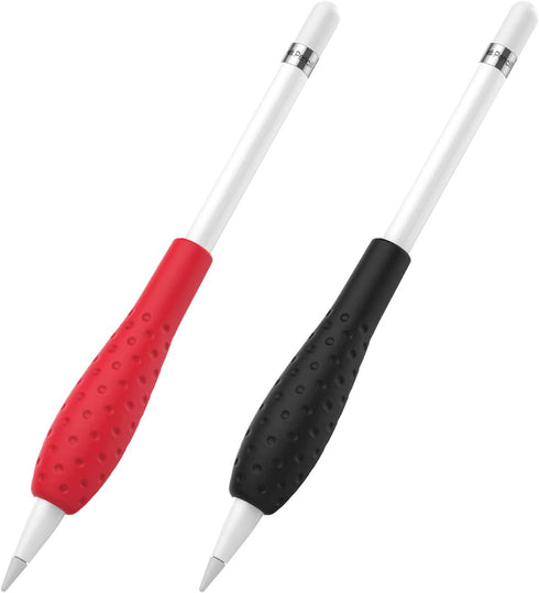 MoKo [2 Pack Silicone Grip Holder Ergo Protective Sleeve Cover Case Accessories Compatible with Apple Pencil 1st / 2nd Generation, Black & Red...