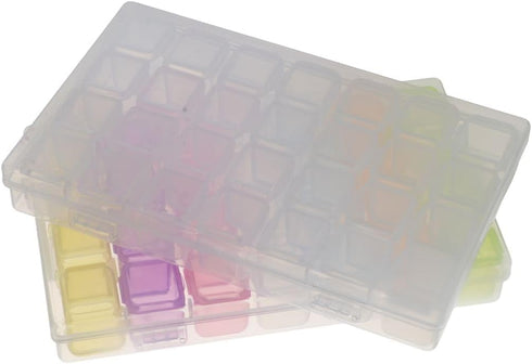 2pcs Nail Art Storage Box, 28 Grids Clear Plastic Jewelry Box Organizer, Bead Storage Containers Diamond Painting Accessories DIY Nail Art Craft...