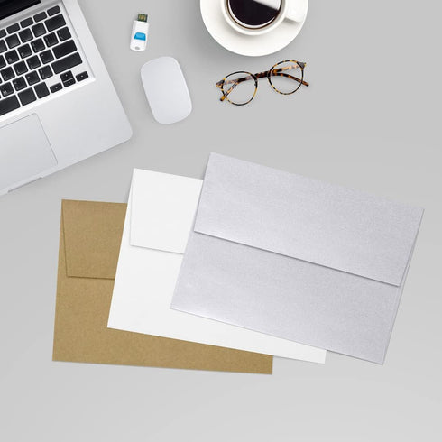 LUXPaper A7 Invitation Envelopes | Peel & Press | 5 1/4" x 7 1/4" | Silver Metallic | 80lb. Text | 50 Qty...