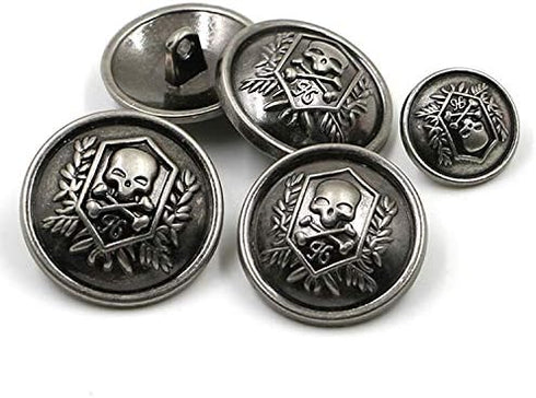 12Pcs Metal Buttons Domineering Skull Buttons Casual Suit Windbreaker Casual 25mm Button (Antique Silver)...