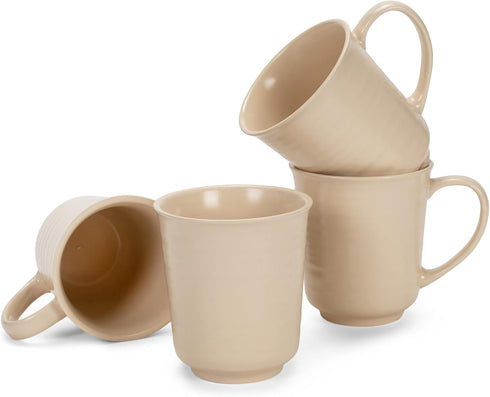 Elanze Designs Cream Matte Glaze Finish 17 ounce Stoneware Coffee Cup Mugs Set of 4...