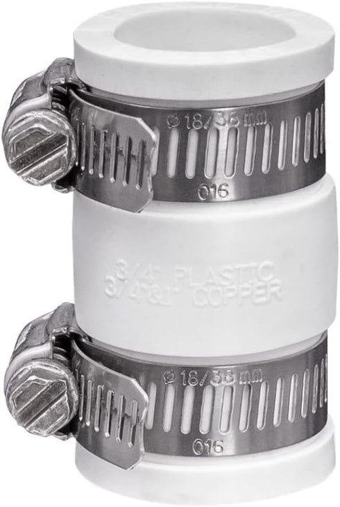 Fernco 1056-075 3/4-in. Flexible PVC Condensate Pipe Coupling for Plastic and Copper Plumbing Connections in White...