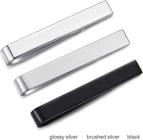 HONEY BEAR 3pcs Mens Boys Skinny Tie clip Set Tie Bar for Narrow Tie Gift 4cm...