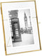 Isaac Jacobs 6x8, Antique Gold, Vintage Style Brass and Glass, Metal Floating Picture Frame (Vertical) with Locket Closure, for Photos, Art, & Mor...