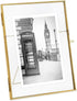 Isaac Jacobs 6x8, Antique Gold, Vintage Style Brass and Glass, Metal Floating Picture Frame (Vertical) with Locket Closure, for Photos, Art, & Mor...