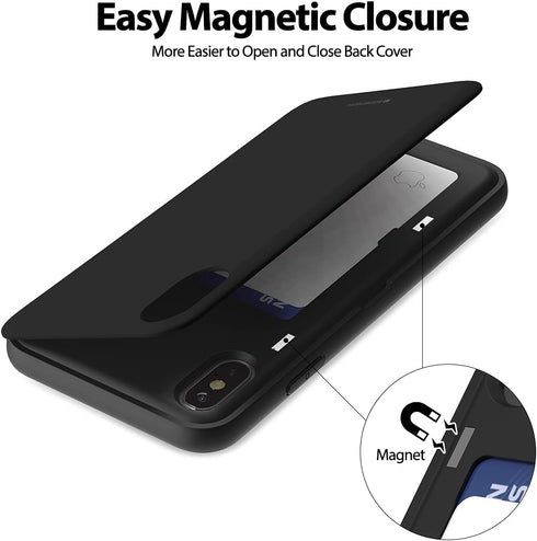GOOSPERY Magnetic Secure Bumper Compatible with iPhone Xs Max Case, Card Holder Wallet Case, Easy Magnet Auto Closure Protective Dual Layer Protec...