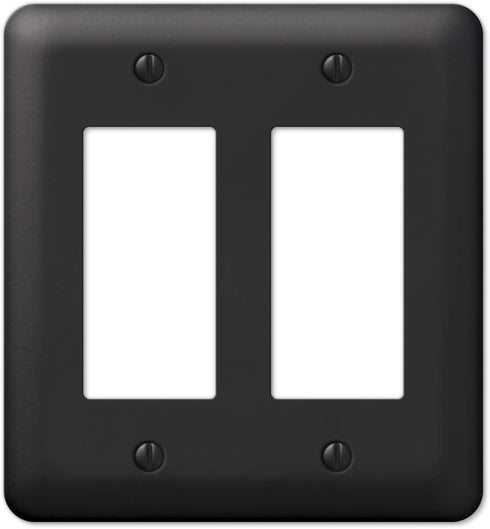 Amerelle 935RRBK Devon Wallplate, 2 Rocker, Steel, Black, 1-Pack...