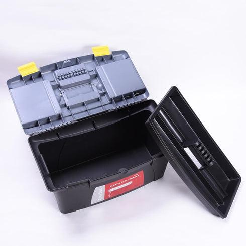 Utoolmart 10-inch Tool Box, Plastic Tool Box with Removable Tool Tray,Organizer and Storage for Tools,Parts,Toys, Art 9.8 x 4.7 x 3.9 inches Black...