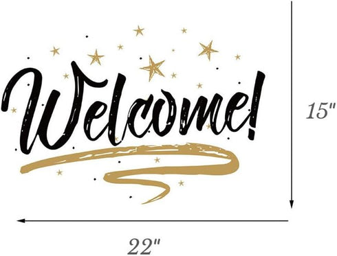 Woodland Arts 22 inches x 15 inches Brown and Black Welcome Home Stars Wall Door Vinyl Removable Decals Stickers for Living Room Bedroom Nursery C...