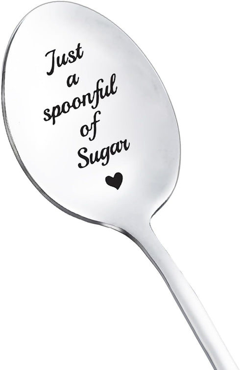 Sugar Lover Gift Spoons for Women Men Just a Spoonful of Sugar Spoon for Daughter Best Friend Coffee Dessert Lover Gifts Spoons for Girlfriend Son...
