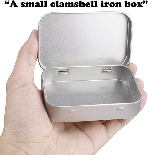 AKOAK 3 Pcs 3.7 x 2.4 x 0.8 Inches Silver Rectangular Empty Hinged Tins Box Containers for First Aid Kit,Survival Kits,Storage,Herbs,Pills,Crafts ...
