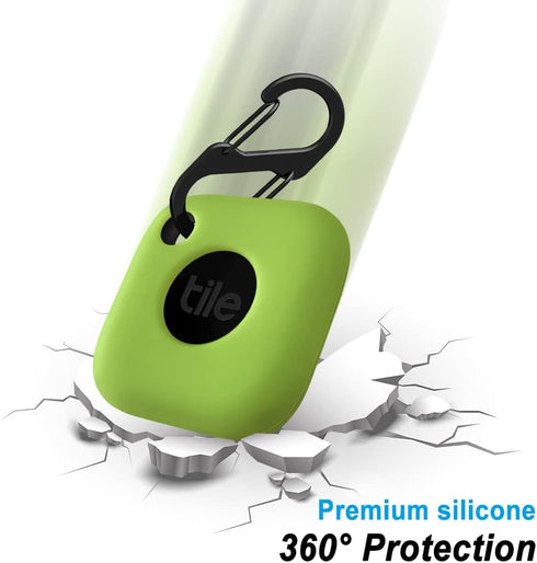 Geiomoo Silicone Case for Tile Mate 2022 Tracker, Soft Flexible Scratch Resistant Cover with Carabiner (Fluorescent Green)...