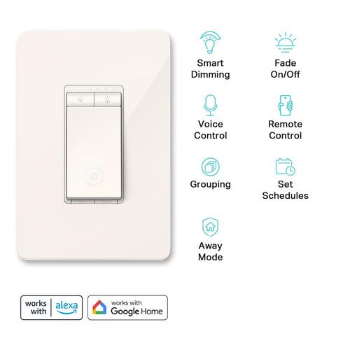 Kasa Smart Dimmer Switch HS220, Single Pole, Needs Neutral Wire, 2.4GHz Wi-Fi Light Switch Compatible with Alexa and Google Home, UL Certified, No...