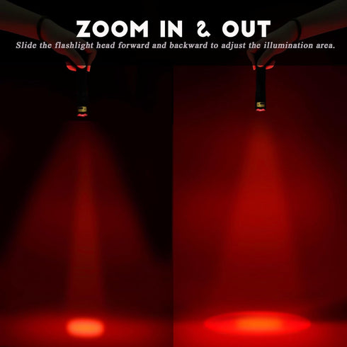 Upgraded Red Flashlight, Bright White &High/Low Power Red Light Options with Memory, Zoom Lens, Portable Waterproof LED Small Torch for Pilots, Av...