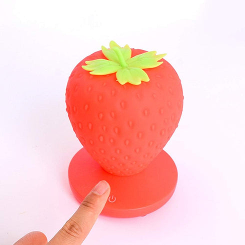 Strawberry Night Light, Cute Silicone Strawberry Lamp, LED Cute Night Light, Bedside Color Changing Lamp, 3 Modes Touch for Birthday, Christmas...