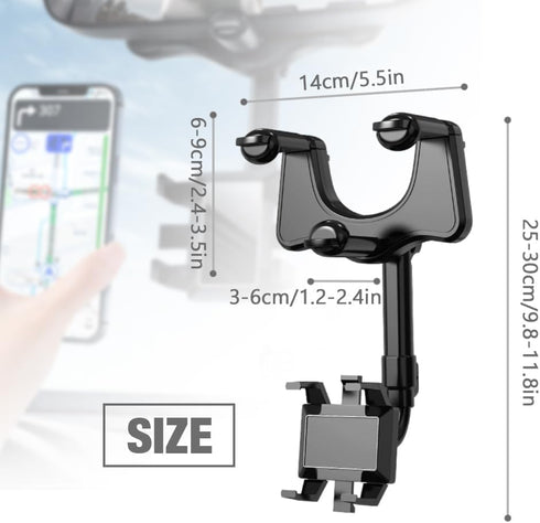 Lifesuny Phone Holder - Satismoon Rearview Mirror Phone Holder for Car, Satismoon Car Phone Holder, 360°Car Rearview Mirror Phone Holder, Soporte ...