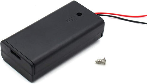 2 AA Battery Holder with Leads Wires ON/Off Switch and Screw Cap Case Back Cover Connection 2 Slots x 1.5V 3 Volt Battery Spring Clip Storage Box ...
