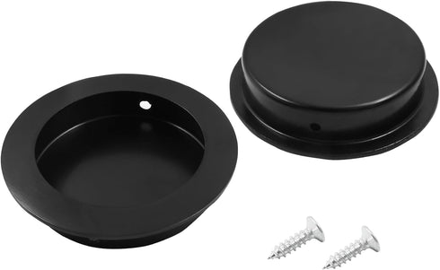 2 Pcs Round Recessed Flush Pocket Door Pull, 304 Stainless Steel Sliding Door Handles for Kitchen Bedroom, Black, 70mm Outer Diameter...