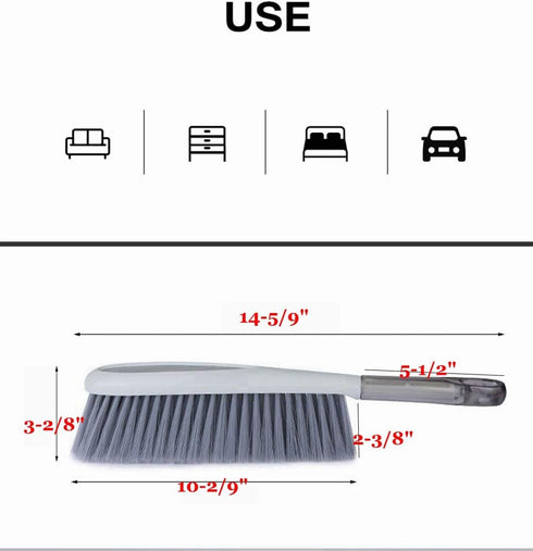 Tian Chen Hand Broom, 14 inch Large Counter Duster, Slightly Stiff Plastic Bristle Brush with Long Handle, Sweep for Furniture, Floor, Bench, Carp...