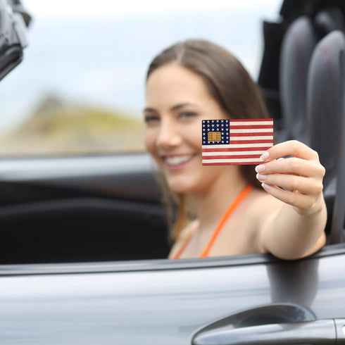Credit Card Sticker - 4pcs Debit Card Skins America for Transportation, Key, Debit, Credit, Slim, Waterproof, Anti-Wrinkling Removable Bank credit...