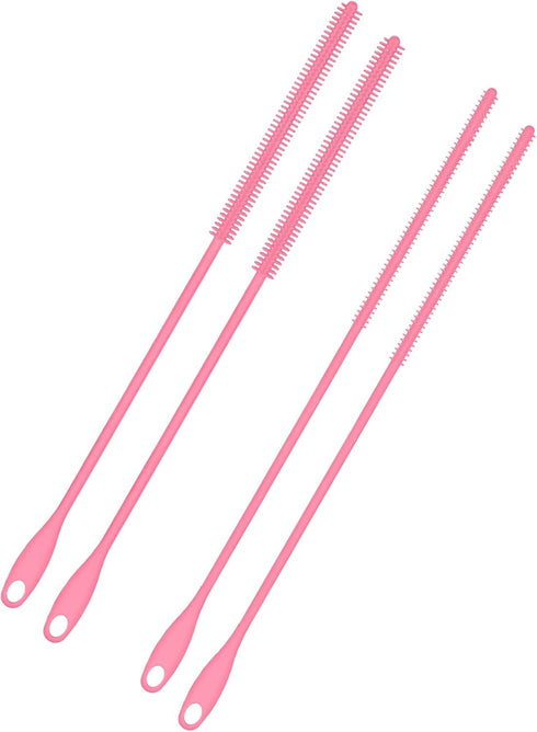 4pcs Silicone Straw Brushes, 6mm+8mm Long Straw Cleaner Reusable Hanging Bottle Straw Washing Tool Bendable Crevice Cleaning Brush Slim Pipe Brush...