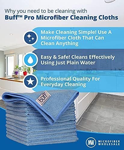 12" x 12" MW Pro Multi-Surface Microfiber Cleaning Cloths | Blue - 12 Pack | Premium Microfiber Towels for Cleaning Glass, Kitchens, Bathrooms, Au...
