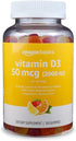 Amazon Basics Vitamin D3 2000 IU Gummies, Orange, Lemon & Strawberry, 160 Count (2 per Serving) (Previously Solimo)...