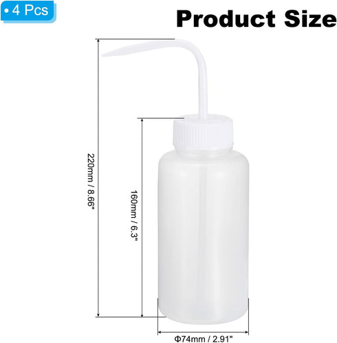 PATIKIL 500ml Wash Bottle, 4pcs Plastic Squeeze Bottle Wide Mouth Bottle Watering Tools Foam Bottle for Green Soap Cleaning Washing Irrigation, Cl...