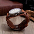 Handmade Men Watches Vintage Punk Hip-hop Gothic Wide PU Leather Fashion Cuff Round Dial Quartz Wristwatch Big Dial Black Brown...