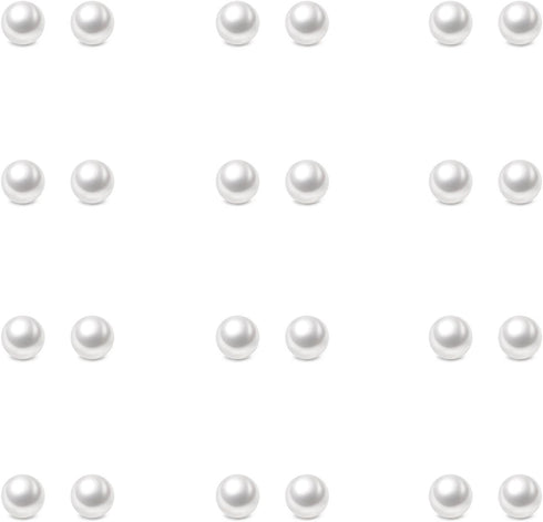Charisma 4mm Composite Pearl Earrings Round Ball Pearls Stud Earrings Hypoallergenic 12 Pairs Imitation Pearl Earrings Set for Women...