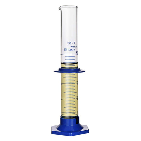 Thick Glass Graduated Cylinder Measuring Liquid Lab Cylinders with Anti-falling Plastic Base and Bumper Guards and Cylinder Brush (glass, 50ML)...