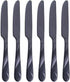 Black Dinner Knife Set, 9.2-inch Stainless Steel Shiny Black Dinner Table Knife Silverware, Set of 6...