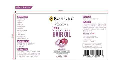 100% Natural Onion Black Seed Oil, Cold Pressed and Blend of More Than 15 Oils - Strengthens and Nourishes Hair Scalp | 4 ounce...