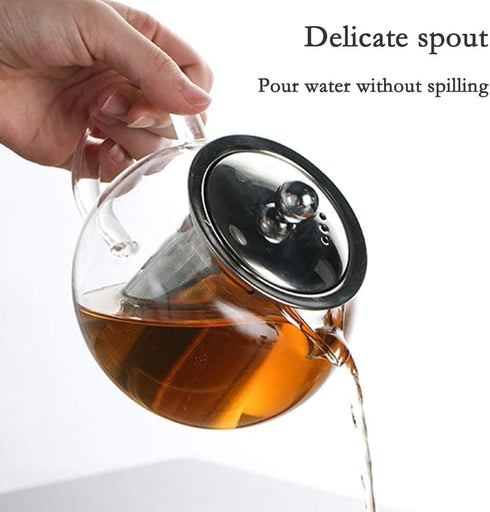Glass Teapot with Removable Infuser Stovetop & Microwave Safe Borosilicate Clear Glass Teapot (22OZ)...