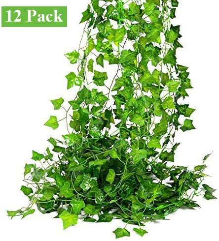 84Feet 12 Strands Artificial Flowers Greenery Fake Hanging Vine Plants Leaf Garland Hanging for Wedding Party Garden Outdoor Office Wall Decoratio...
