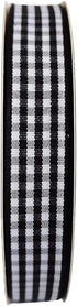 Black and White Wovon Edge Gingham Ribbon 25 Yard Each Roll 100% Polyester (5/8", Black)...