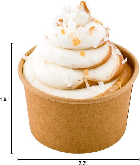 Coppetta 5-Ounce Dessert Cups, 50 Disposable Ice Cream Cups - Lids Sold Separately, Sturdy, Kraft Paper Frozen Yogurt Bowls, For Hot And Cold Food...
