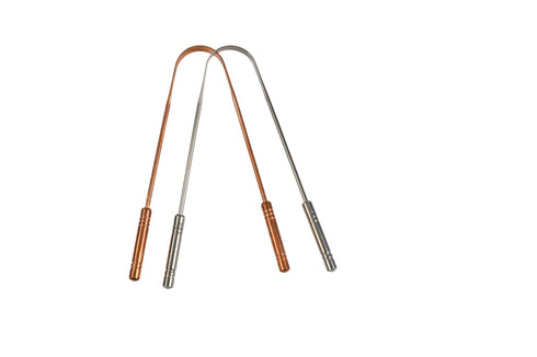 TONGUE CLEANER FOR ADULT .100% GENUINE 1 PC .COPPER + 1 PC STAINLESS STEEL TONGUE SCRAPER STOP BAD BREATHE.1 ACERO INOXIDABLE + 1 COBRE., brown...