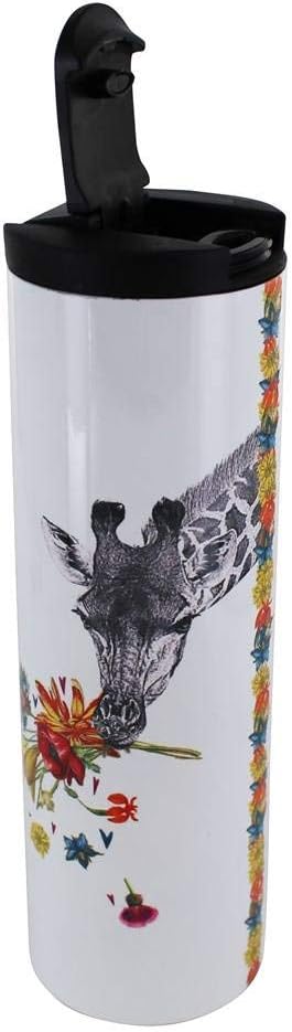 Tree-Free Greetings Checking in Giraffe Vacuum Insulated Travel Coffee Tumbler, 17 Ounce Stainless Steel Mug, Gift for Animal Lovers...