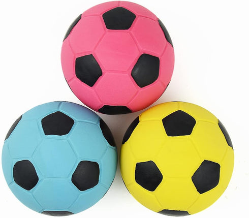 Squeaky Dog Ball - Soft Latex Rubber Squeaky Dog Toys for Small Dogs Puppies - Cute Bounce Dog Squeak Toys Play Fetch Soccer Ball...