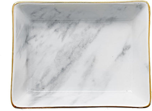 Marble Ceramic Ring Dish Jewelry Dish Ring Holder Jewelry Tray Organizer with Golden Edged Home Decor Wedding Gift (Marble, Medium)...
