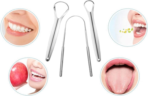 Tongue Scraper Cleaner (3 Pcs) Best Stainless Steel Tongue Cleaner Seller, Use mouth wash, toothpaste for Bad Breath, Improve good Oral Hygiene, H...