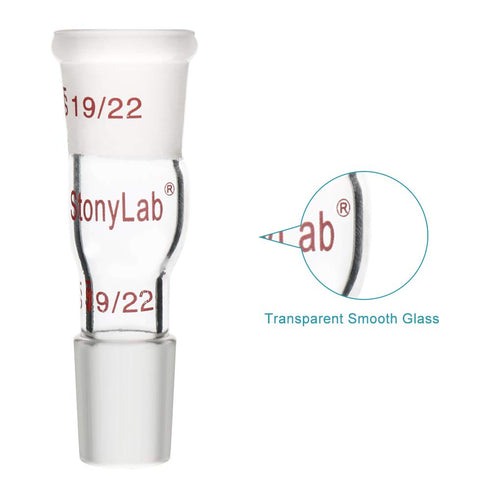 stonylab Glass Straight Connecting Adapter, 30mm from 19/22 Outer Joint to 19/22 Inner Joint for Laboratory Lab Supply, Borosilicate Glass...