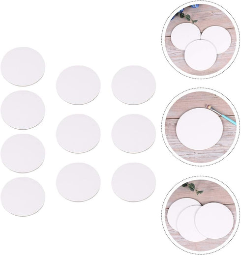 10pcs Round Painting Canvas Panel Boards Canvas Drawing Board Stretched Artist Canvas Canvas Painting Board for Drawing Painting DIY Student Artis...