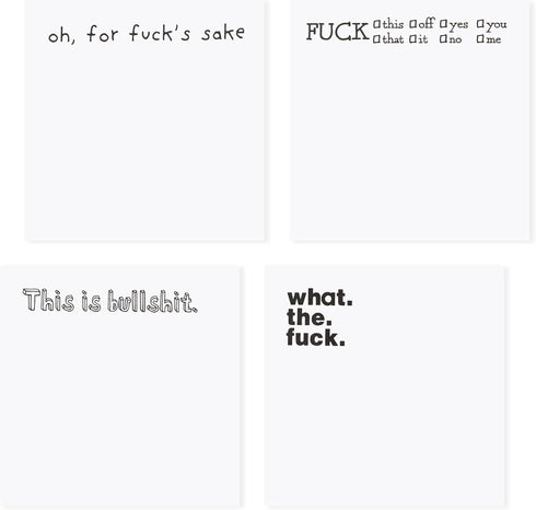 4 Pieces Funny Sticky Notes for Adults, F*ck Sticky Note, Oh, for Fu*k's Sake Novelty Memo Pads, This is Bullshit, Rude Notes Office Supplies, Spo...