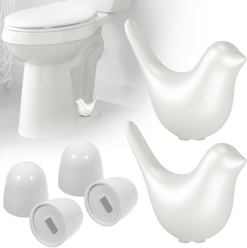 Toilet Bolt Caps, Include 2Packs Ceramic White Birds Toilet Bolt Covers & 4Packs Universal Toilet Bolt Caps, Cute Bathroom Decorative Toilet Floor...
